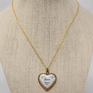 Heart Pendant Necklace Jessica Blessed One Goldtone Fashion Jewelry Flowers